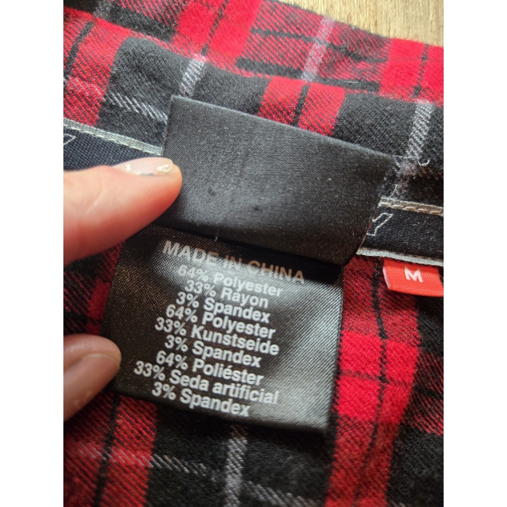 🔥 Victory Motorcycles Button‎ Down Red Black Plaid Shirt Men's Medium M - Picture 3 of 5